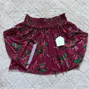NWT Altar'd State Off‎ The Shoulders Floral Ribbed Blouse Preppy Boho Size S